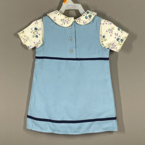 NEW Vintage McDonalds McKids Jumper Dress Set Girls 18 Months blue floral 90s - Picture 10 of 12